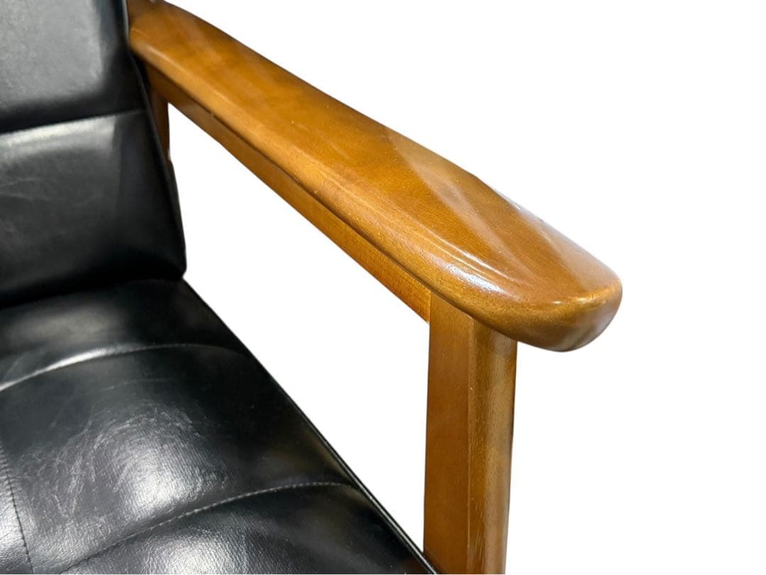 ◯①カリモク60 Kチェア 2シーター 2人掛け ブラック レザー ソファのみ