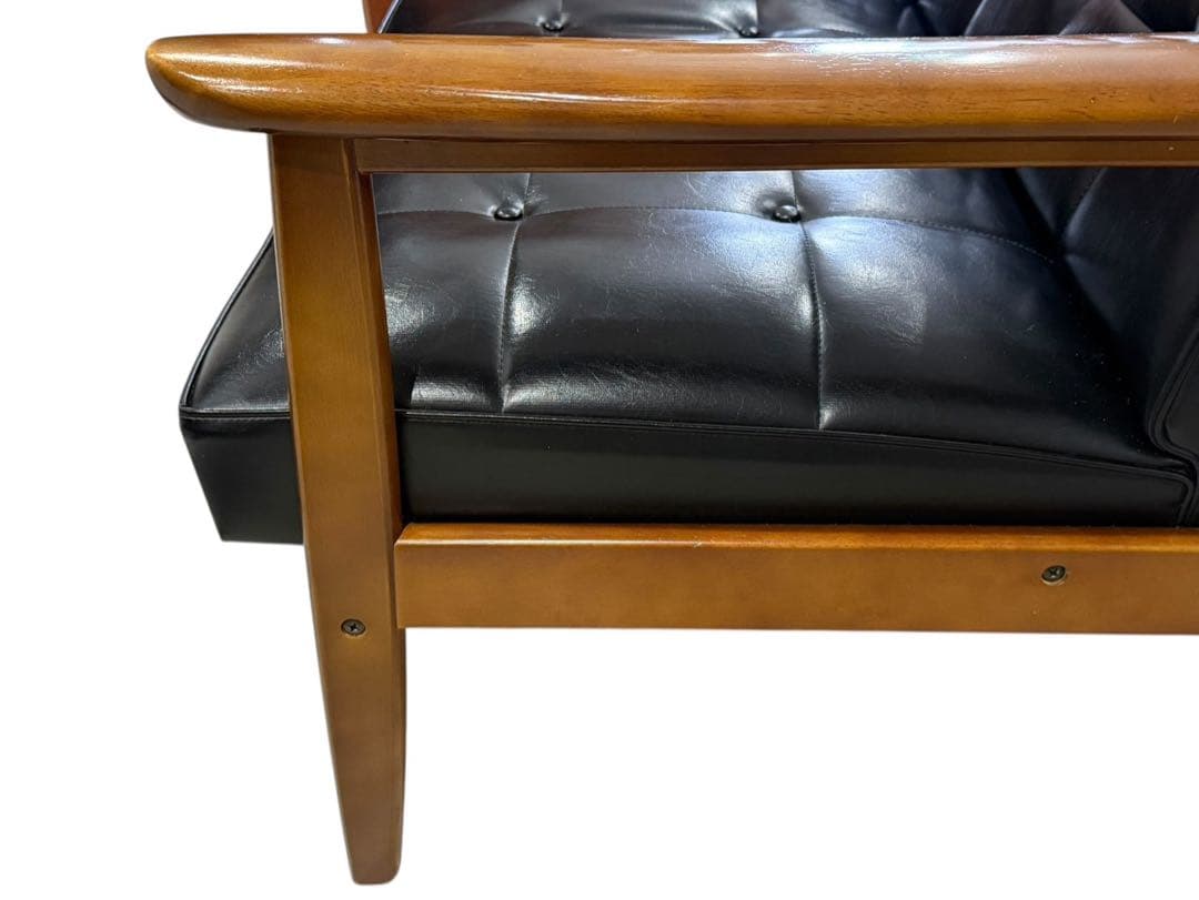 ◯①カリモク60 Kチェア 2シーター 2人掛け ブラック レザー ソファのみ