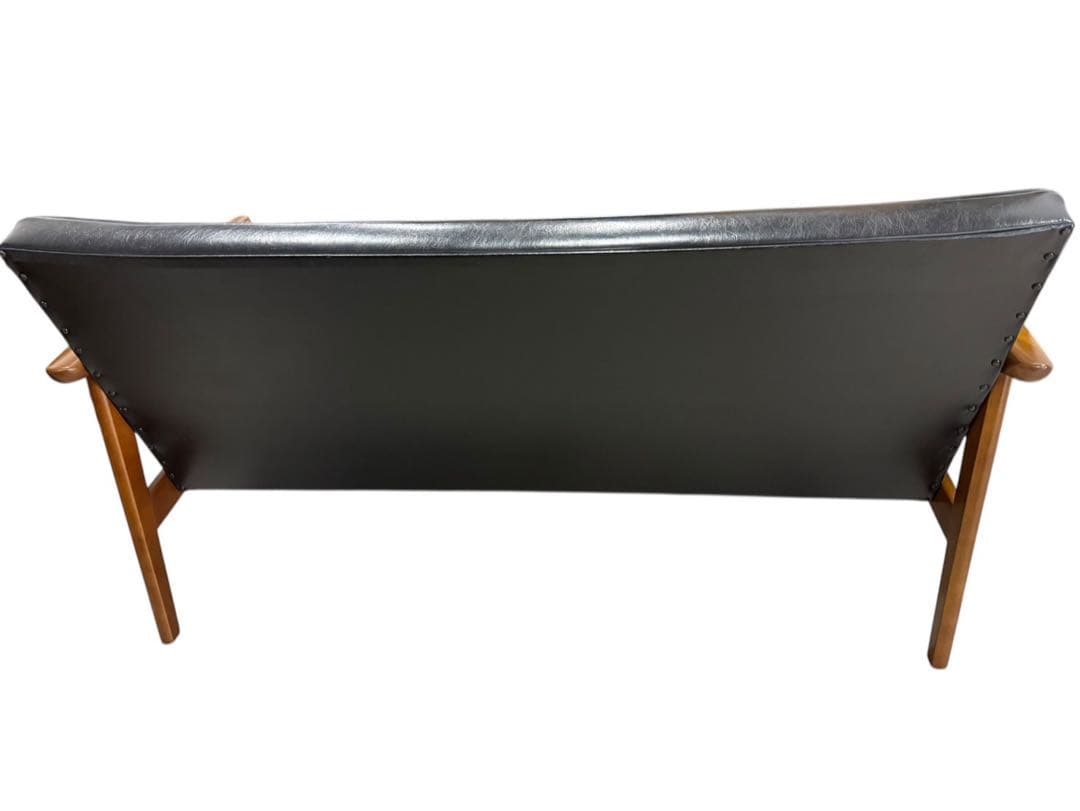 ◯①カリモク60 Kチェア 2シーター 2人掛け ブラック レザー ソファのみ