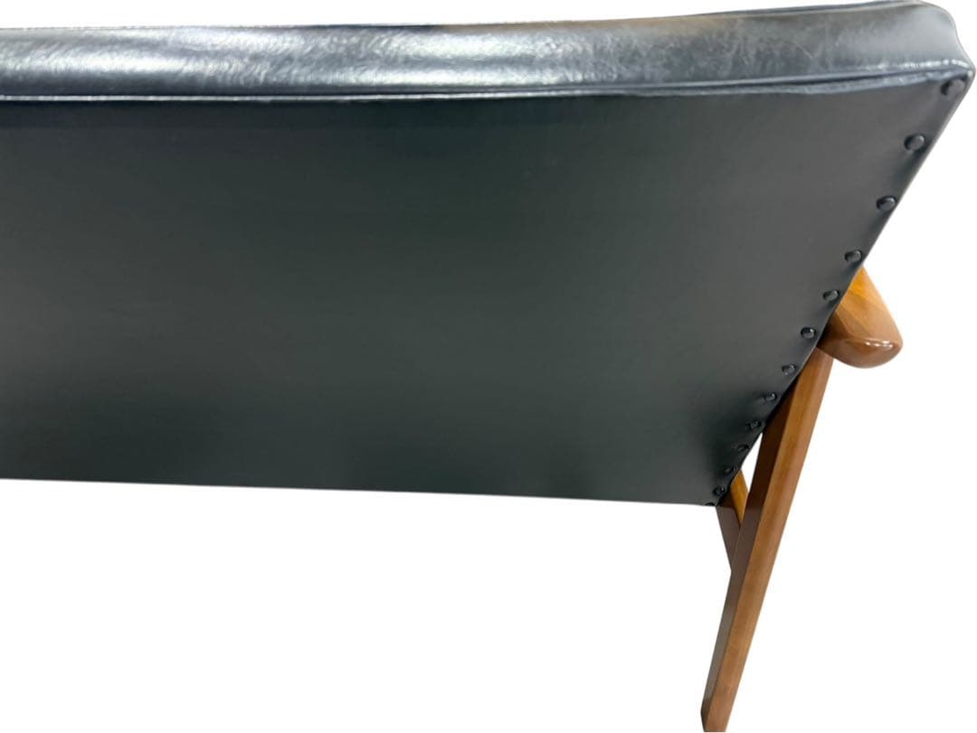 ◯①カリモク60 Kチェア 2シーター 2人掛け ブラック レザー ソファのみ