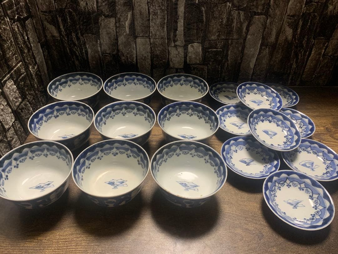 成化年製 古伊万里 江戸後期 染付 飯碗9個