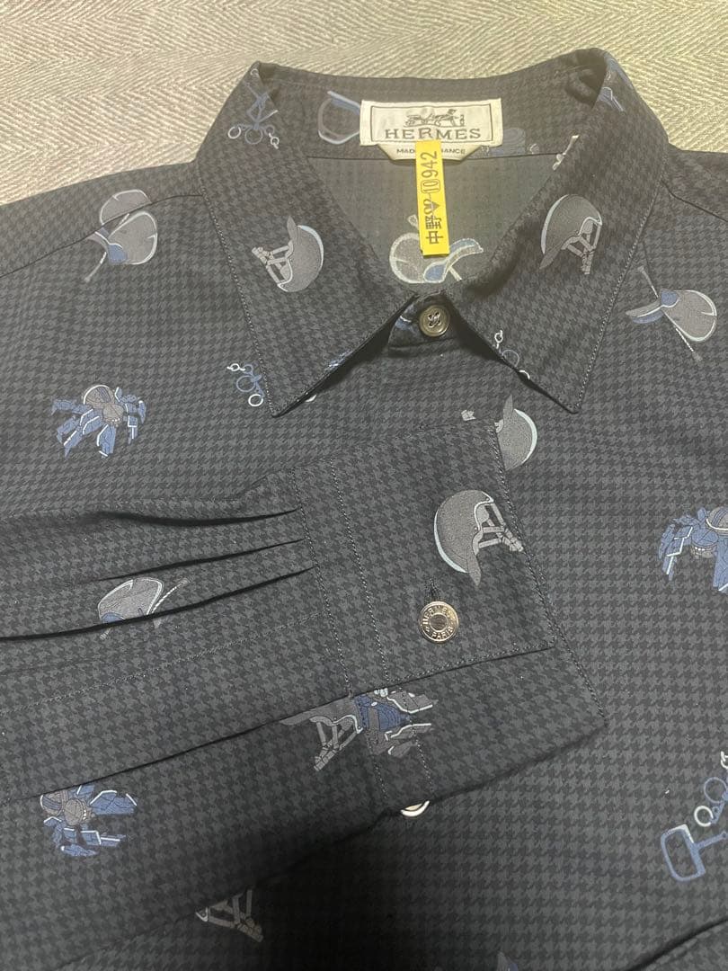 Bamiki  HERMES ダークブルー プリントシャツ