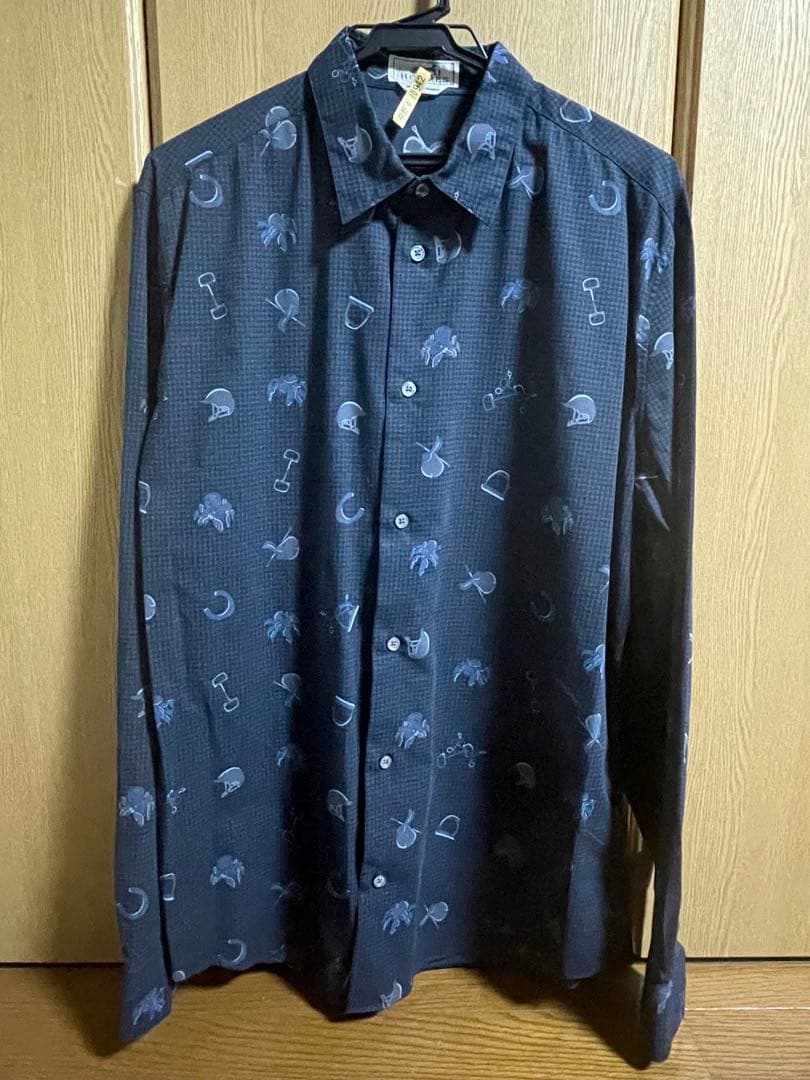 Bamiki  HERMES ダークブルー プリントシャツ