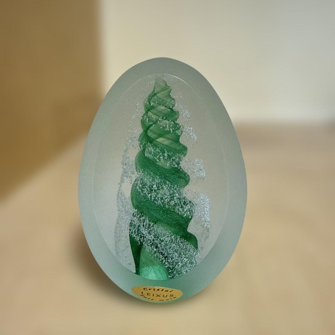 LEIXUSレクサス卵形ガラス製ペーパーウェイト置物 ツリー型 作家物