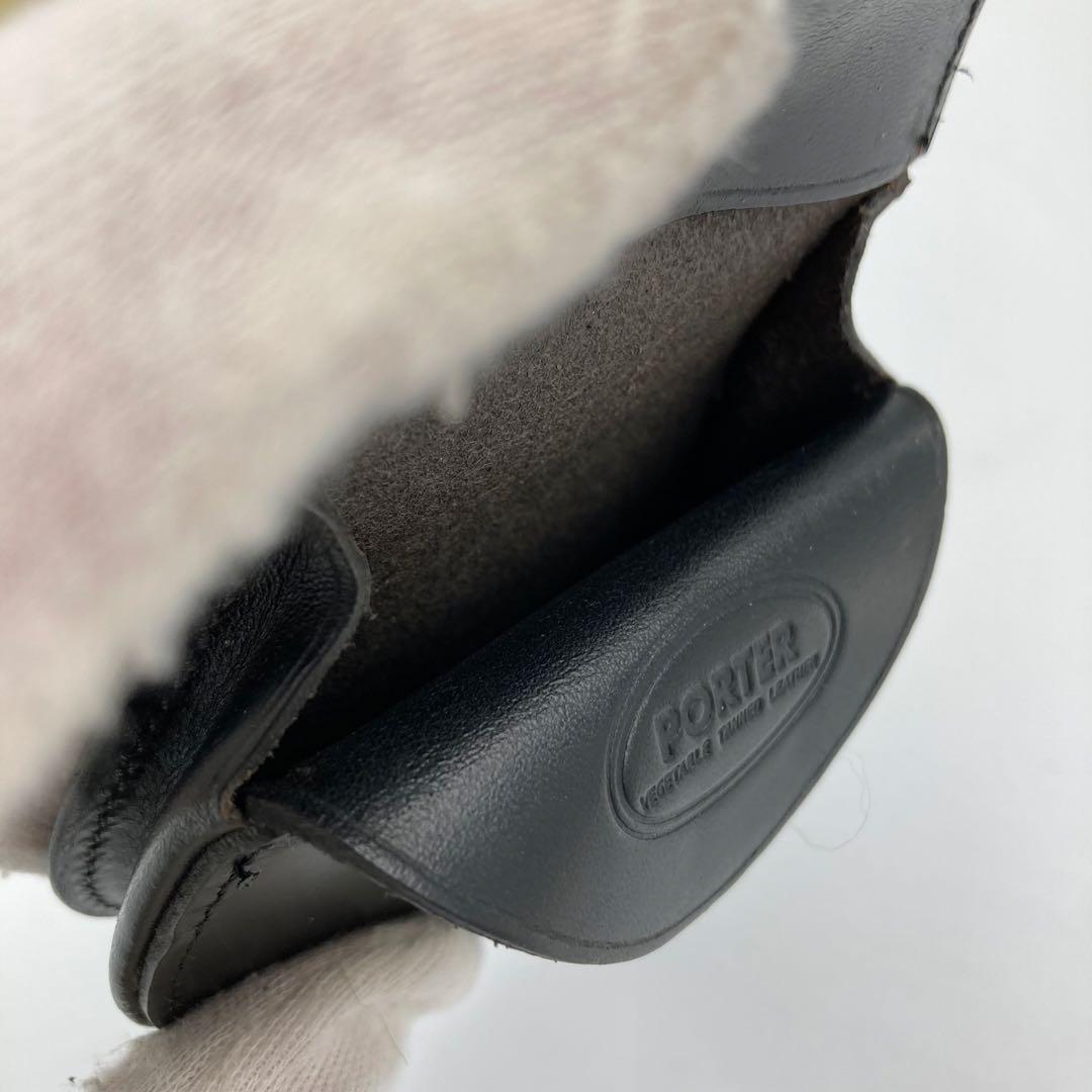 極美品】ポーター ケース 小銭入れ ネイチャー ブラック レザー