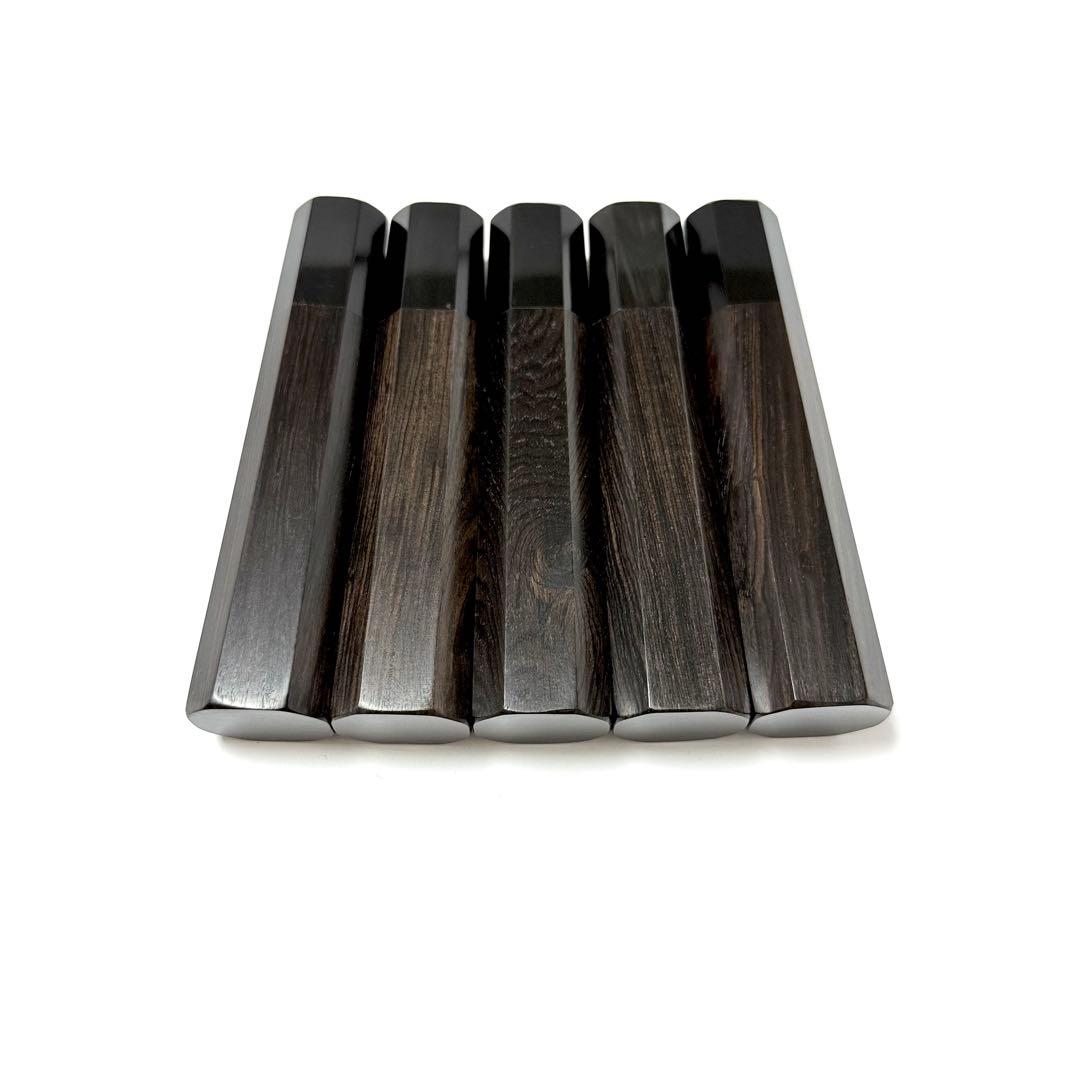 5本セット 黒水牛角 出刃5.5寸 手作り 包丁の柄 出刃165 黒檀八角柄