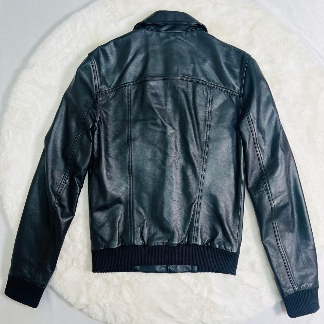 【美品】ARMANI EXCHANGE 羊革 レザー ブルゾンジャケット