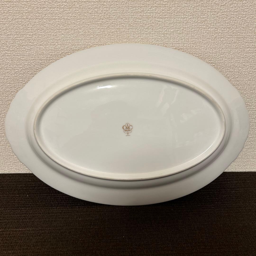 大倉陶園　マロン　金彩金蝕　オーバルプレート　ディナープレート　Mサイズ