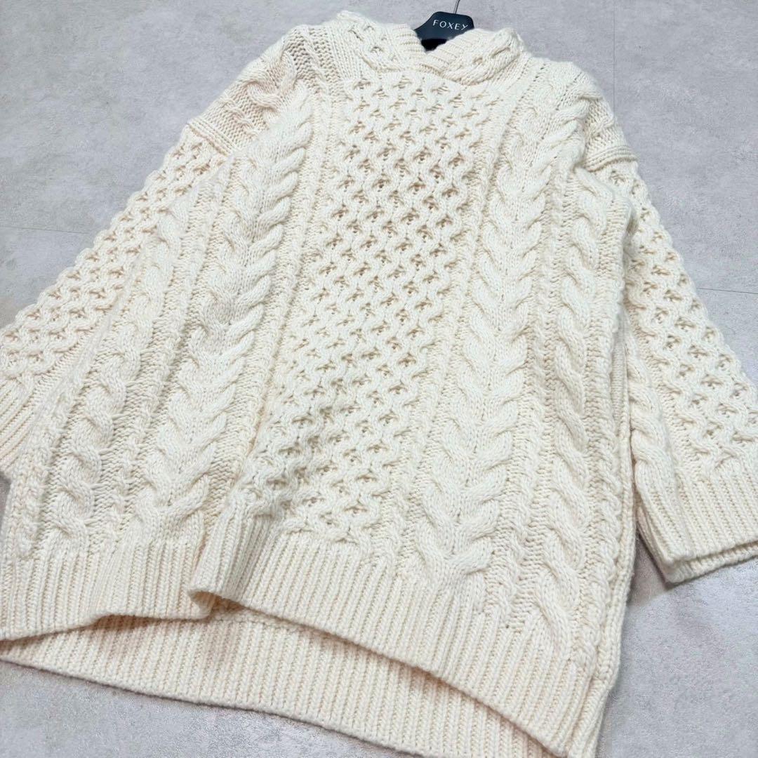 現行品♡THE TOE ケーブルニット フード パーカー ワッフル ウール 厚手