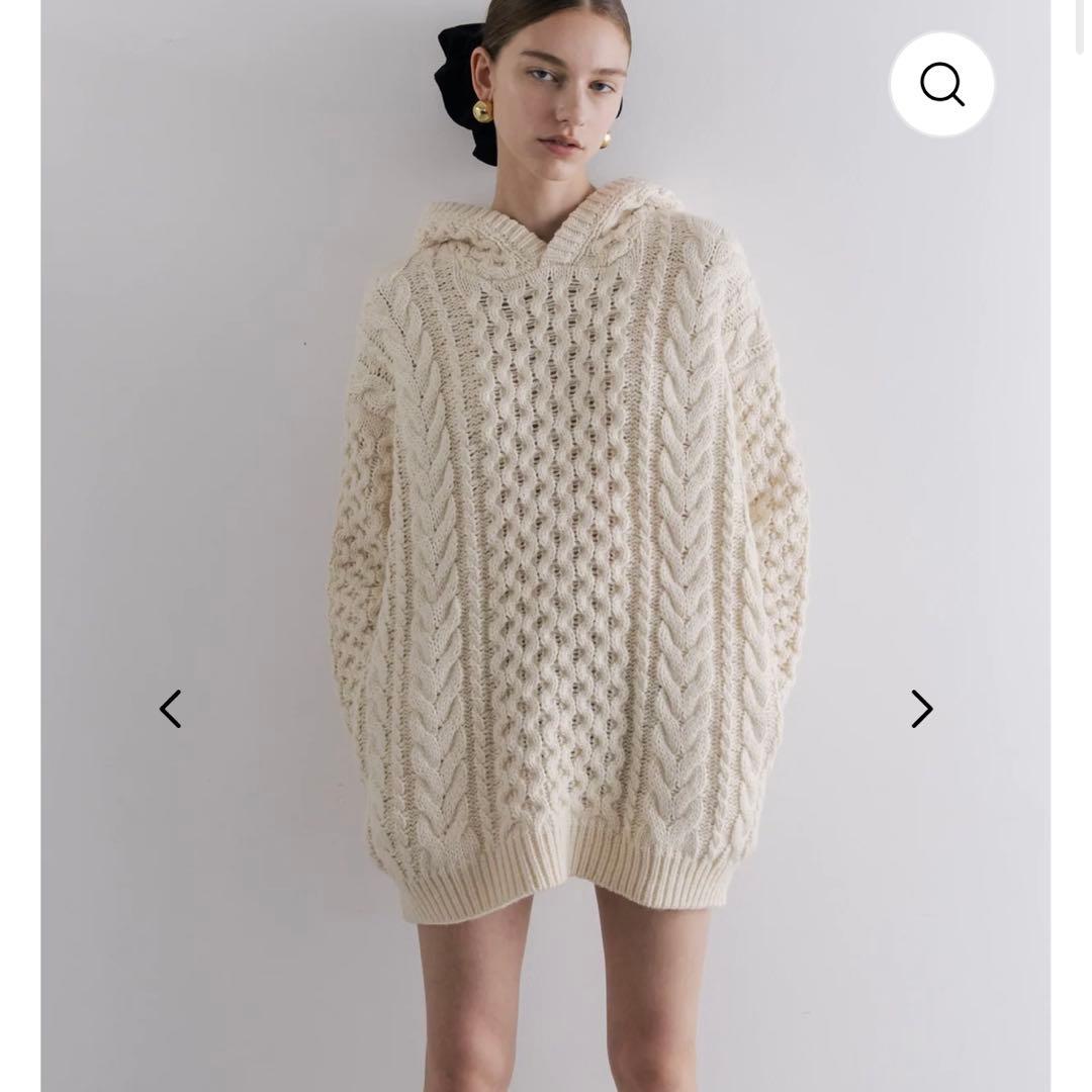 現行品♡THE TOE ケーブルニット フード パーカー ワッフル ウール 厚手