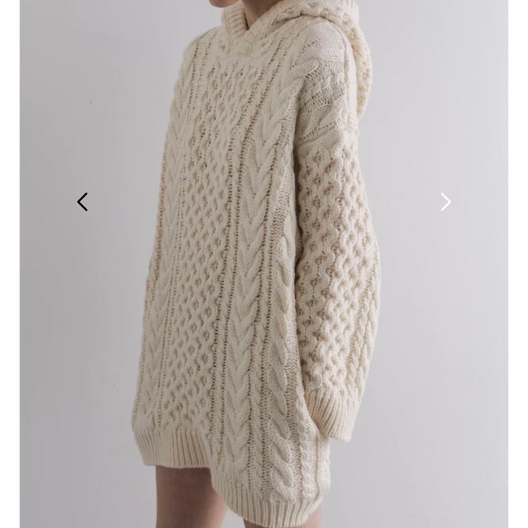 現行品♡THE TOE ケーブルニット フード パーカー ワッフル ウール 厚手