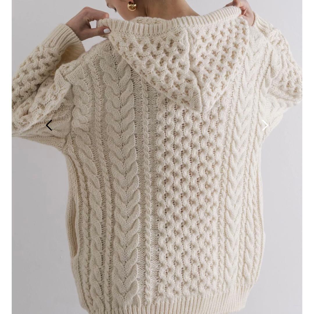 現行品♡THE TOE ケーブルニット フード パーカー ワッフル ウール 厚手