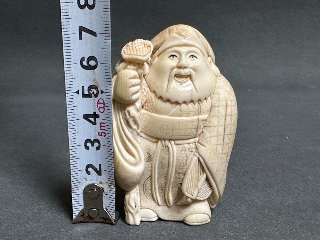 置物　鯨の歯　大黑天　人物　天然素材　アンティーク　極上　和彫　骨董　飾り物