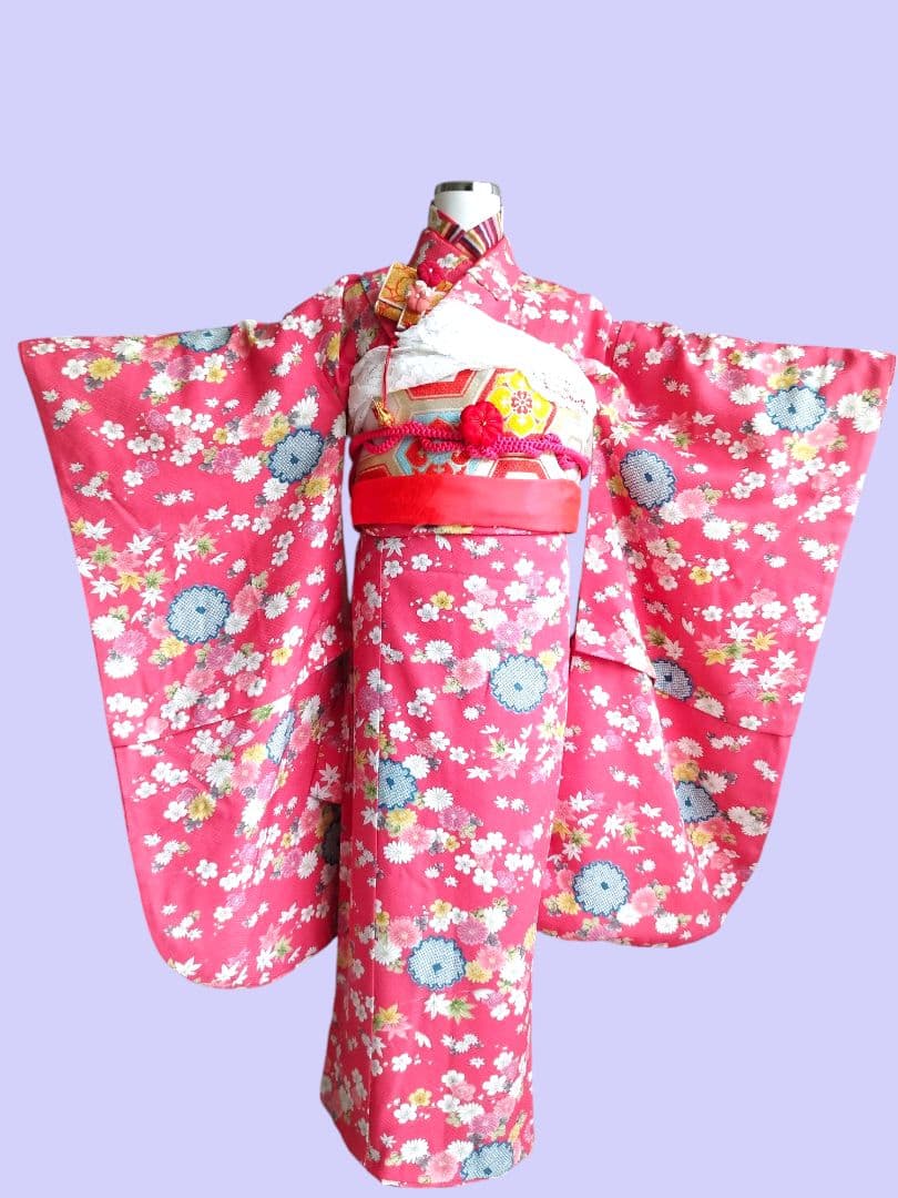 専用です☆アンティークくすみピンクの着物と白の袋帯