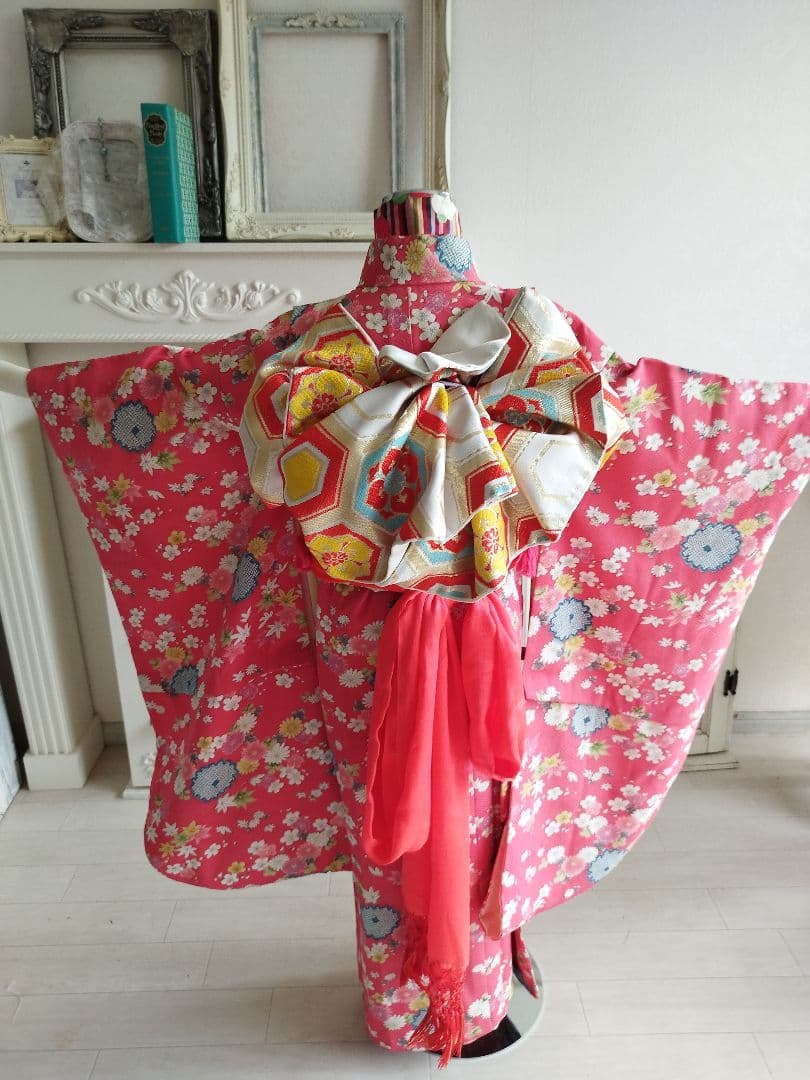 専用です☆アンティークくすみピンクの着物と白の袋帯