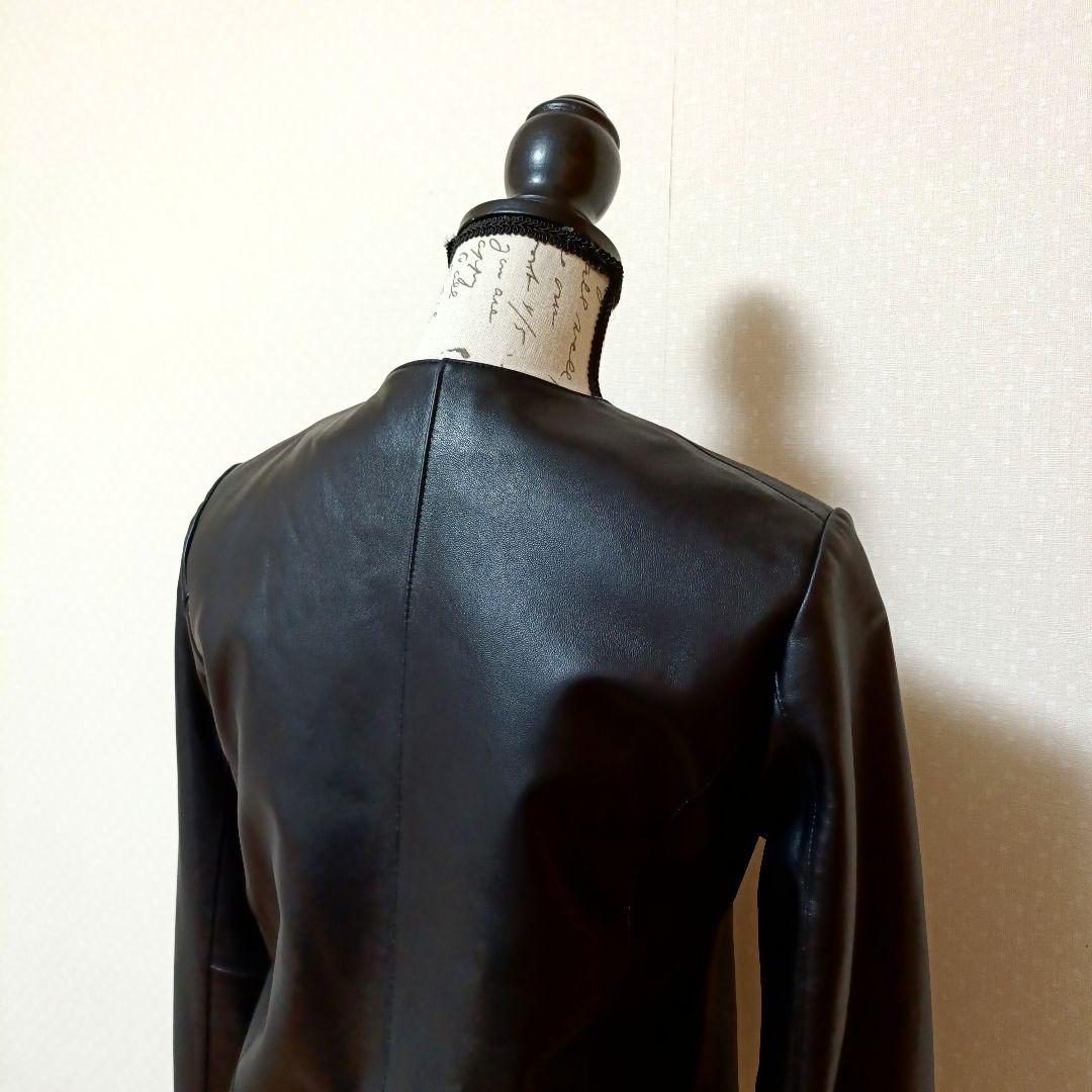 美品　アーガ　ラムレザージャケット　本革　上質　ブルゾン　ライダース　黒　M