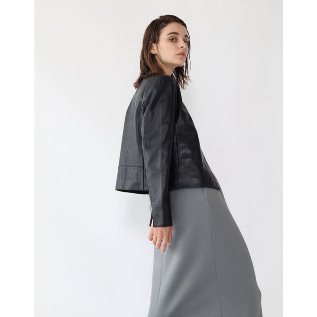 美品　アーガ　ラムレザージャケット　本革　上質　ブルゾン　ライダース　黒　M