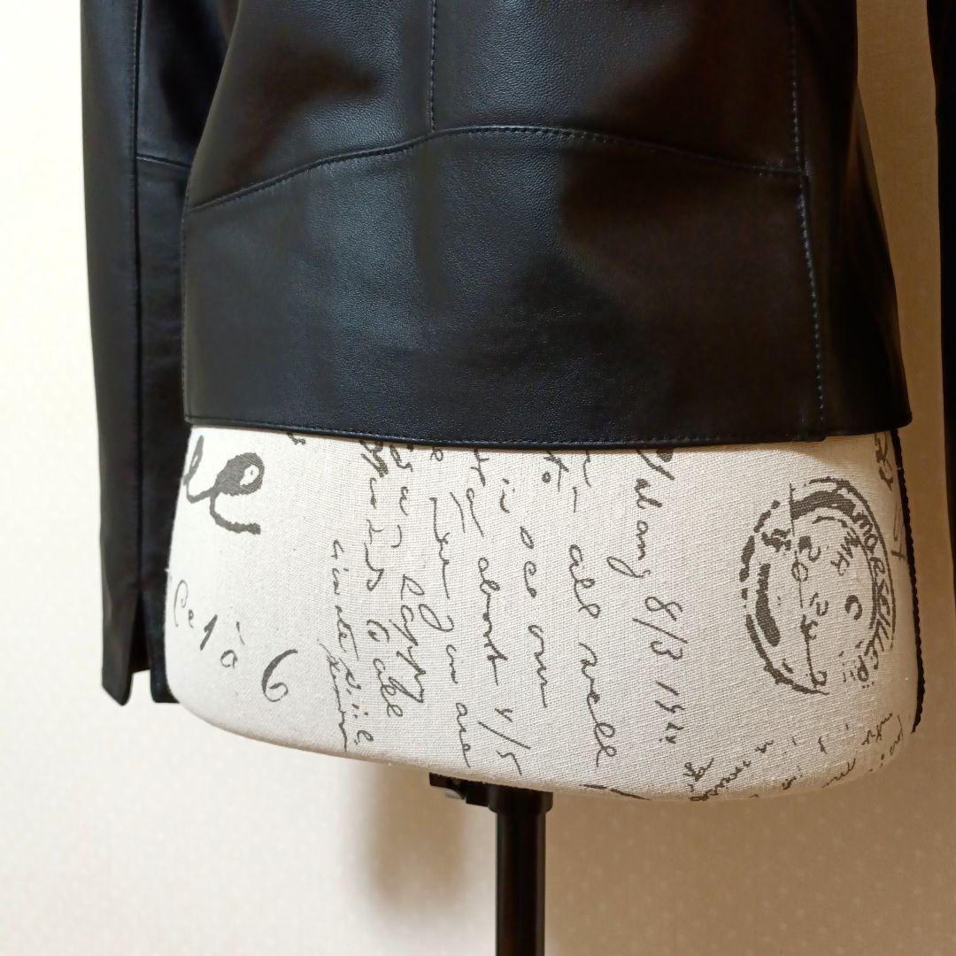 美品　アーガ　ラムレザージャケット　本革　上質　ブルゾン　ライダース　黒　M