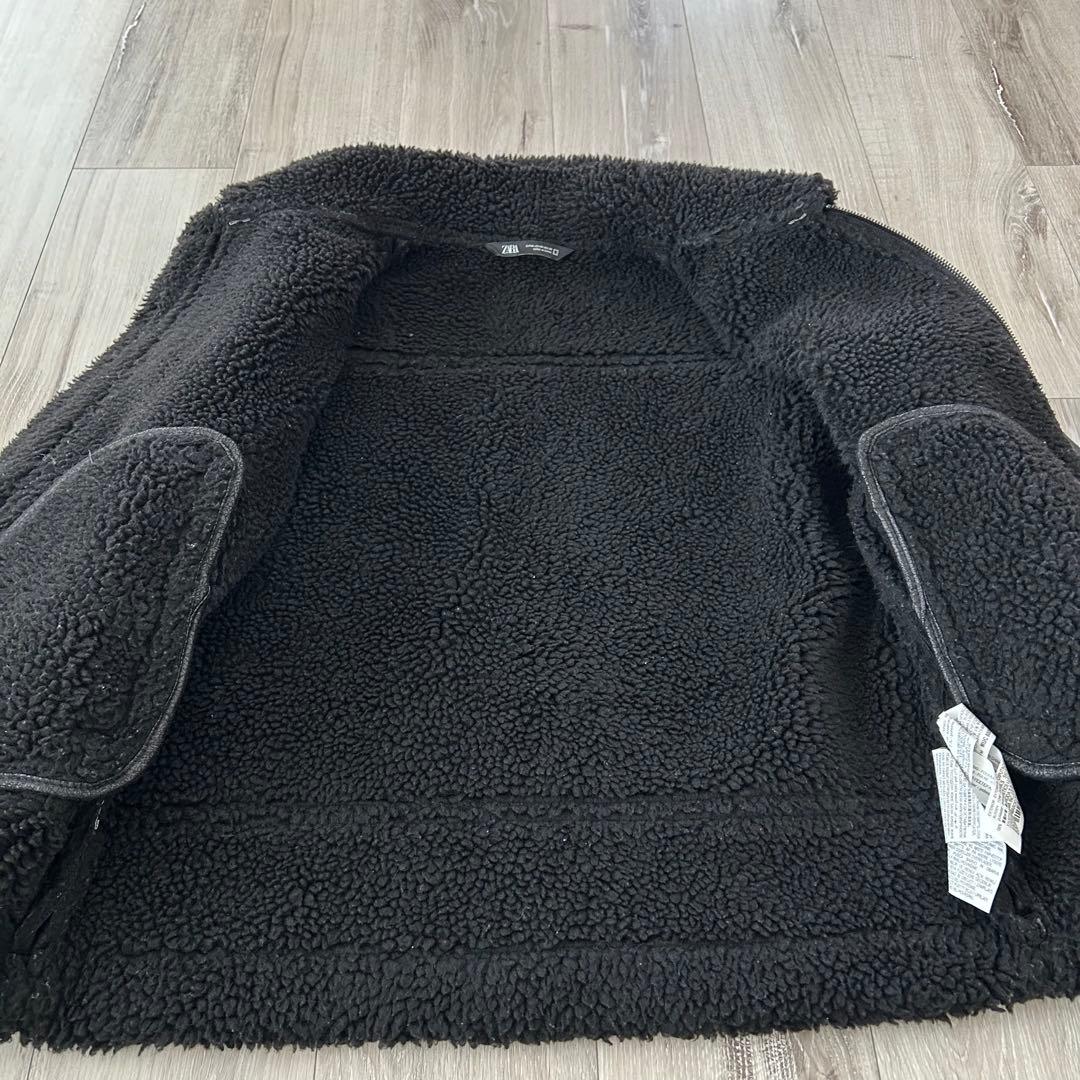 ZARA ザラ フェイクムートン B3 フライトジャケット M ブラック ボア