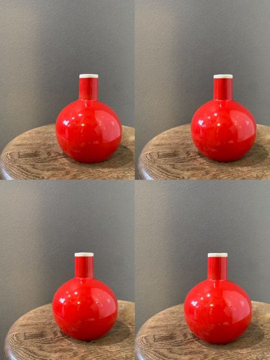 アンティーク ビンテージ 花瓶 フラワーベース 一輪挿し 赤 レッド