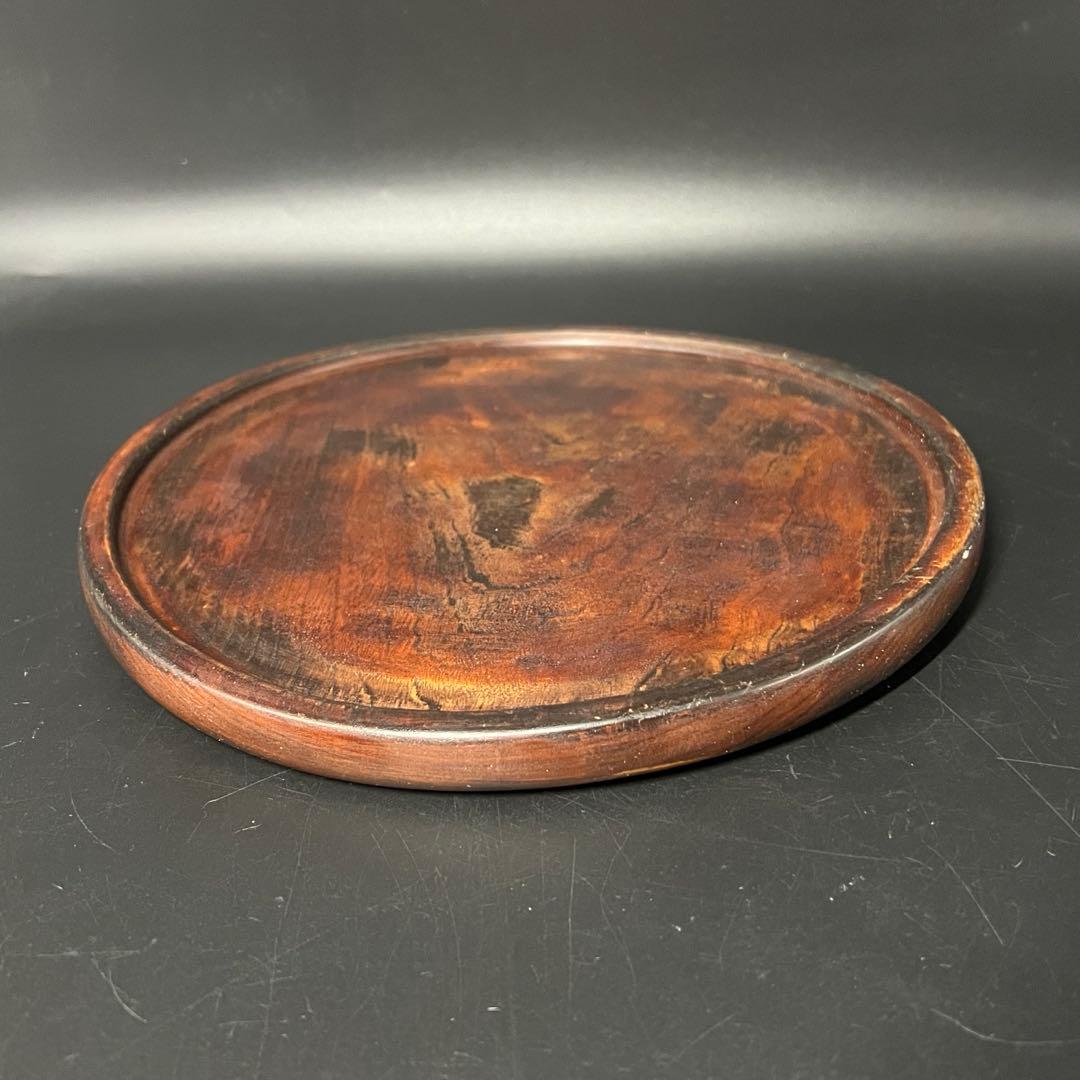 江戸後期〜明治初期 欅製 くり抜き丸盆 拭き漆 酒盆 茶盆 民藝 数寄者向け