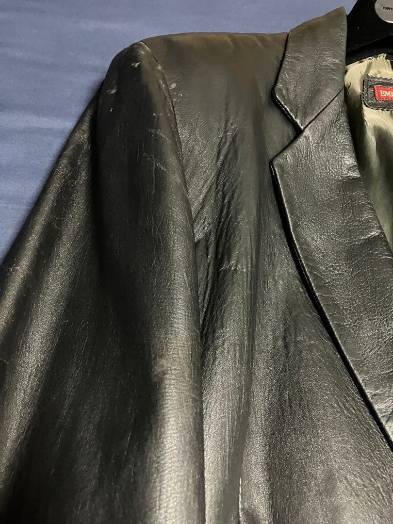 emporio armani 90s ラムレザーテーラードジャケット