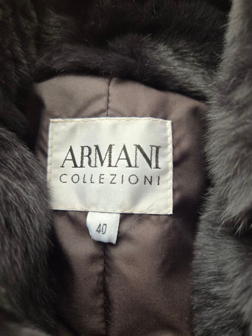 ARMANI COLLEZIONI クロコエンボス ファー付きジャケット 40