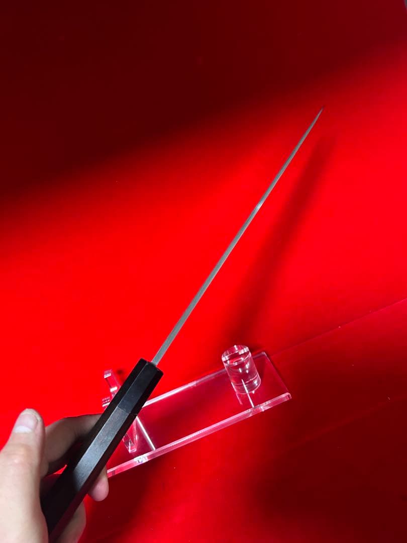 01541 包丁　柳刃　九寸　保勝　津軽打刃物　折り返し鍛錬墨流　地肌有　本刃付