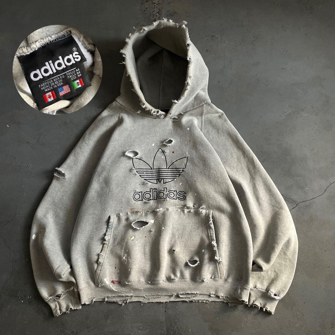 80's adidas万国旗タグ”ロゴ“USA製”肉厚“hoodie sweat
