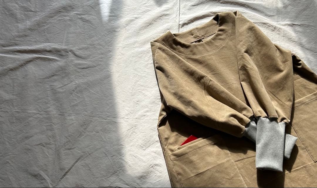 【さくらページ】シャツコーデュロイ＊アウター系かっぽう着ワンピース