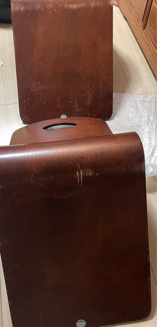 和モダン　ブラウン茶色 光製作所 木製座椅子 4脚セット