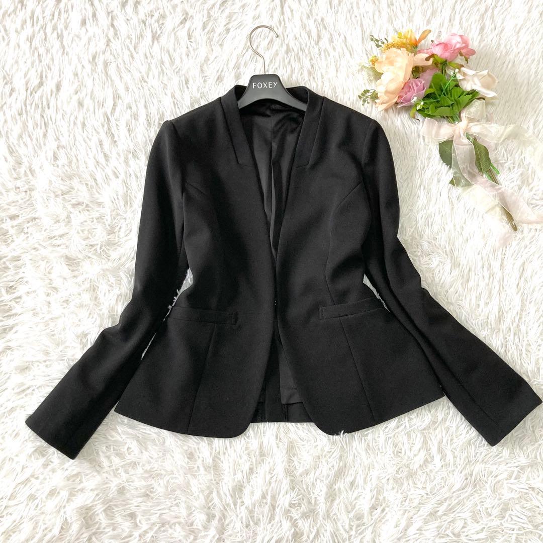 ★ホワイトジョーラ★ハイストレッチジョーゼット ノーカラー セットアップ