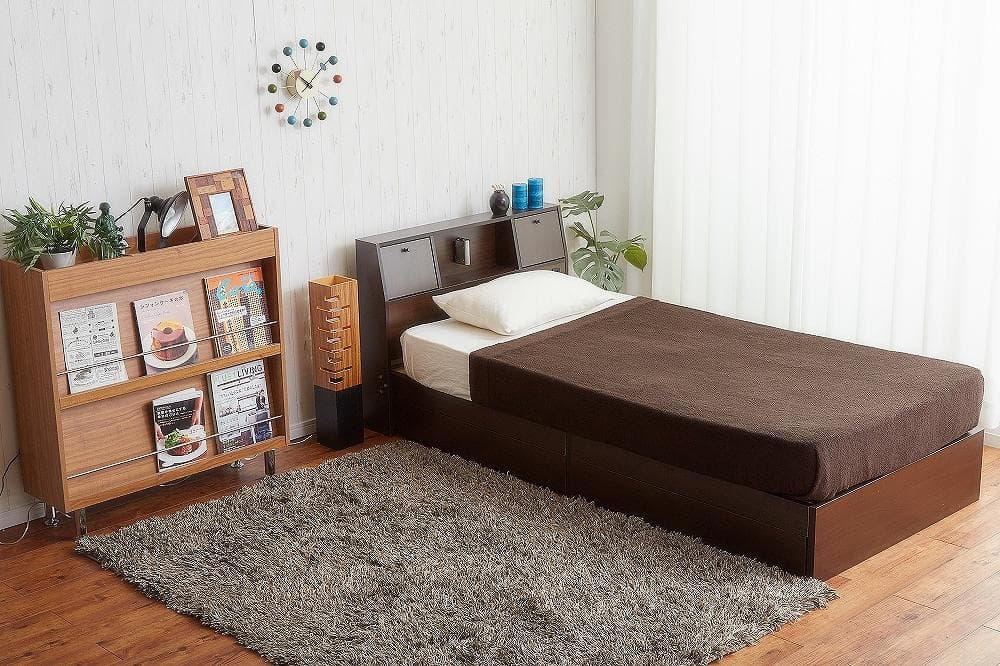 【シングル】Alloys引出し付ベッド+【マットレス】のセットダークブラウン