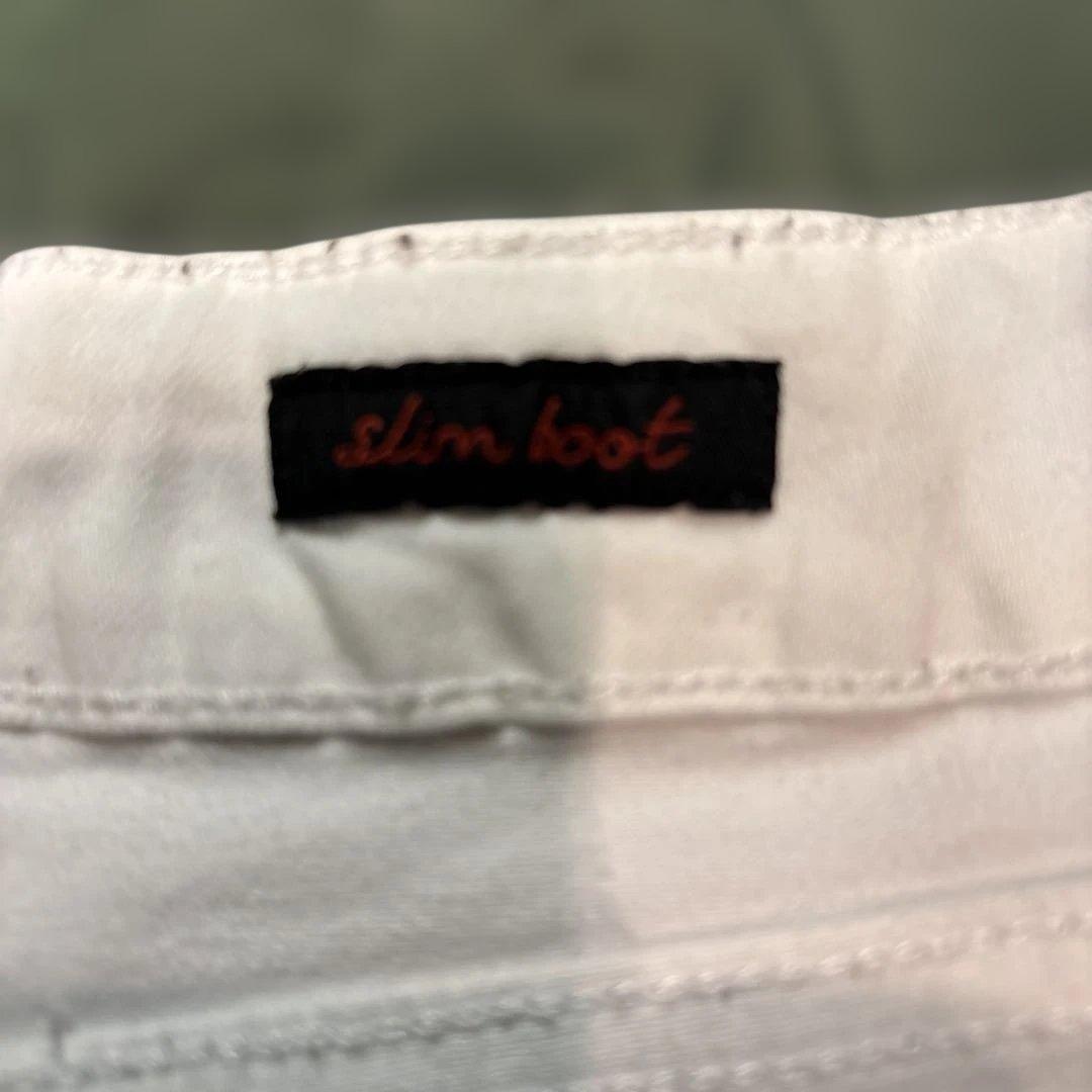 【EARL/Y2K】クロス×ウイング大判刺繍 ホワイトデニム フレア 00s