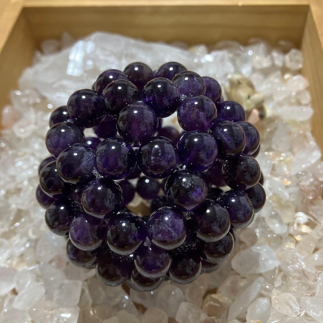 確認用【AM-10-1】神聖幾何学 フラーレン ザンビア産アメジスト10ミリ玉