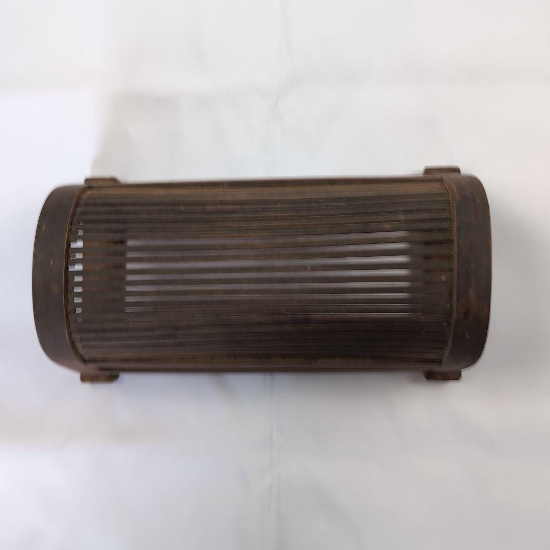 李朝竹製半円筒型枕茶色　竹製枕　枕 李朝工芸　李朝