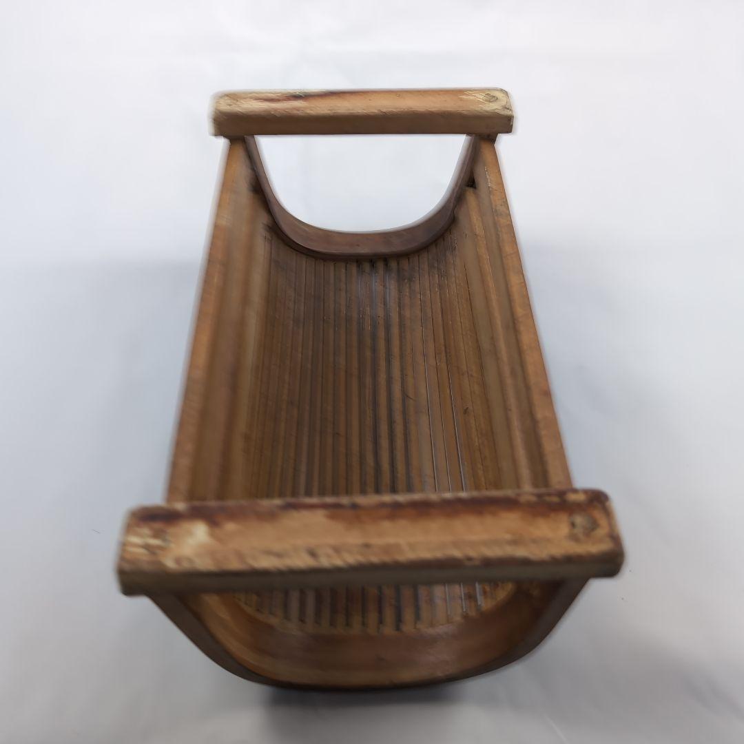 李朝竹製半円筒型枕茶色　竹製枕　枕 李朝工芸　李朝