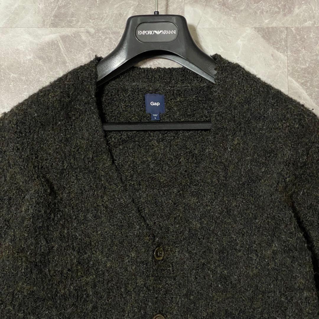 希少L 00s【OLD GAP】シャギーカーディガン 毛足長め/モヘア調 グレー