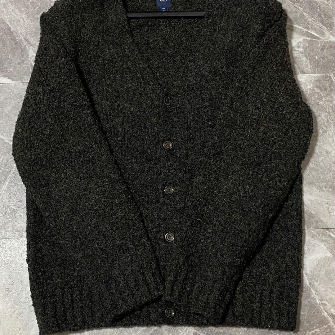 希少L 00s【OLD GAP】シャギーカーディガン 毛足長め/モヘア調 グレー