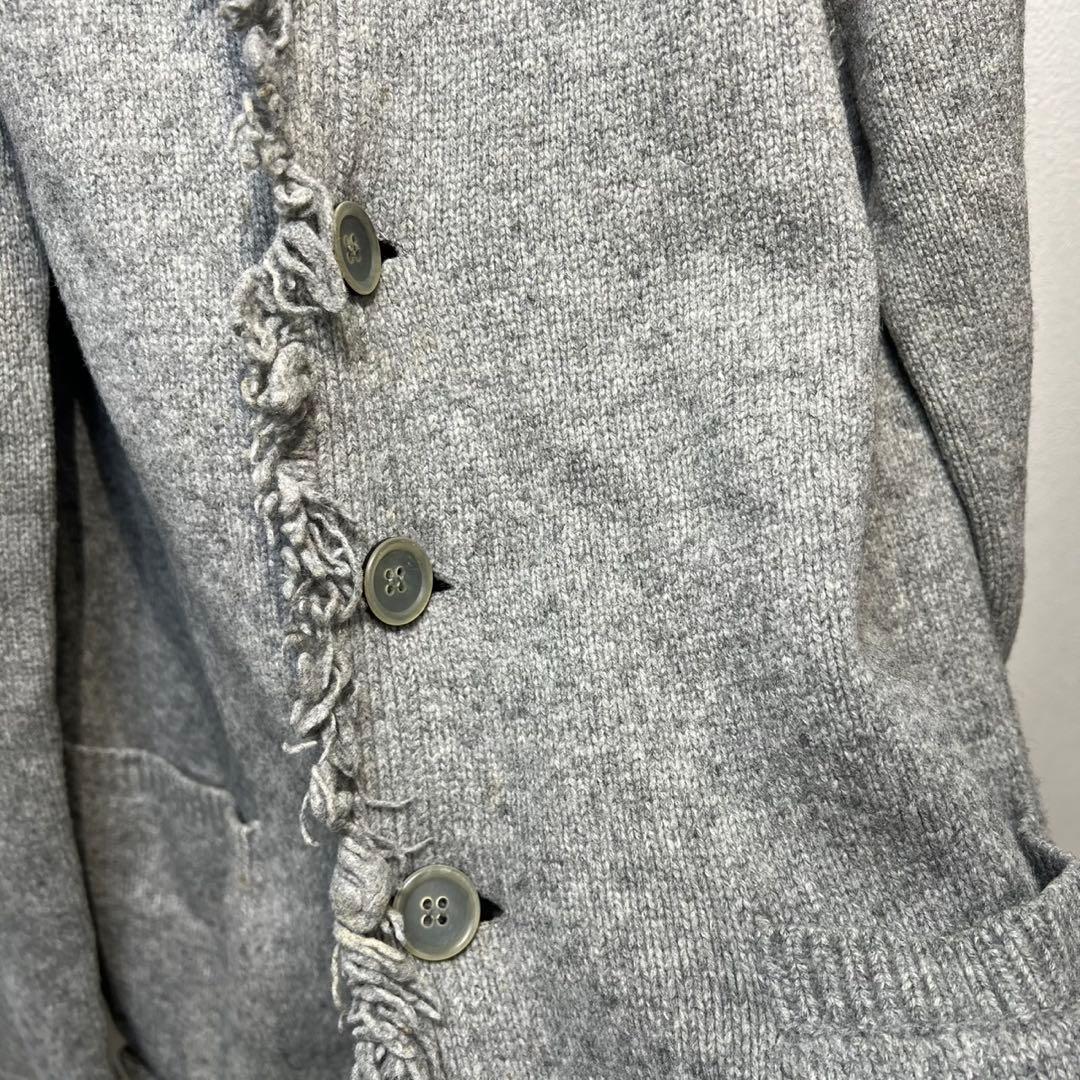 希少 ヨウジヤマモト プールオム 上質 ウール フリンジ ニット カーディガン