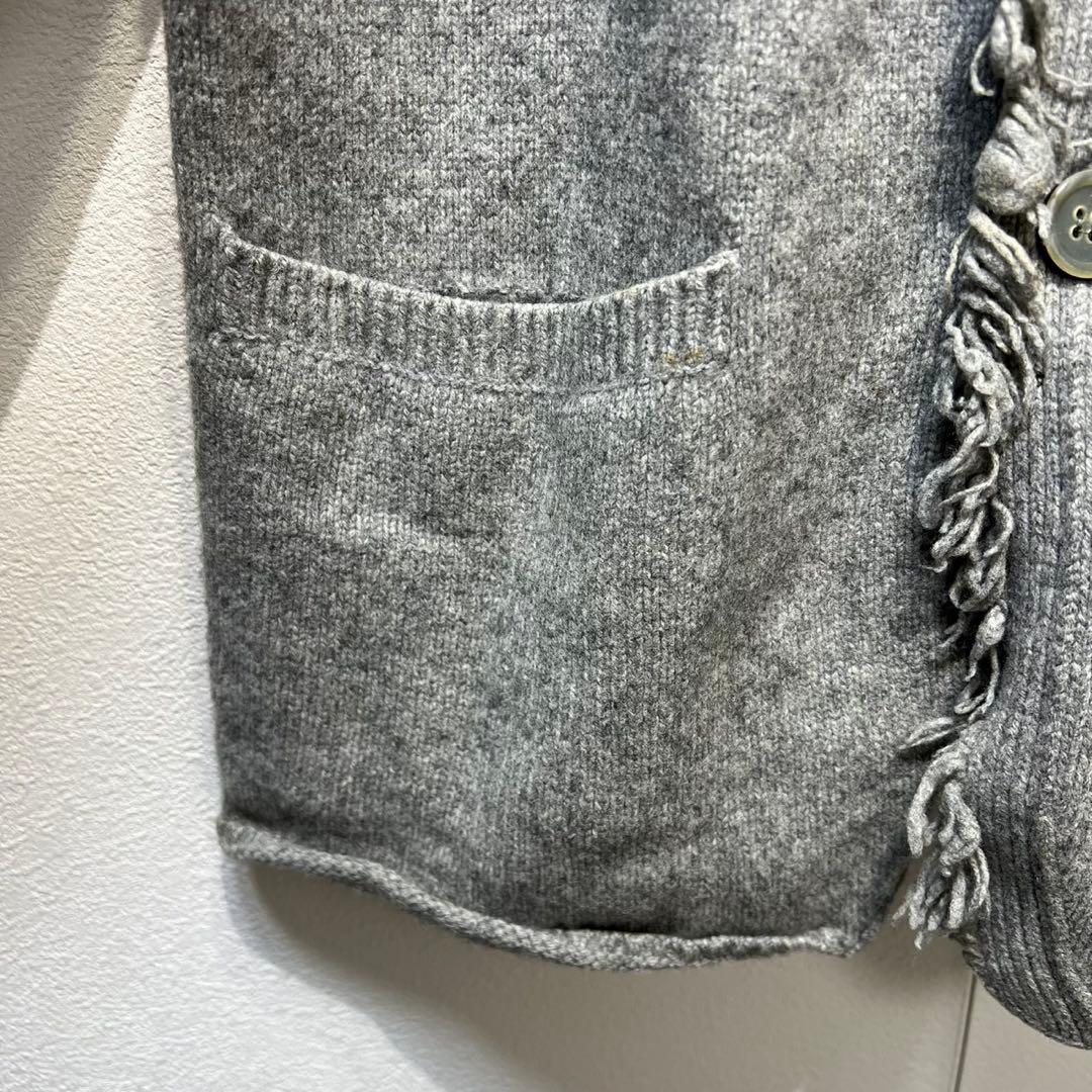 希少 ヨウジヤマモト プールオム 上質 ウール フリンジ ニット カーディガン