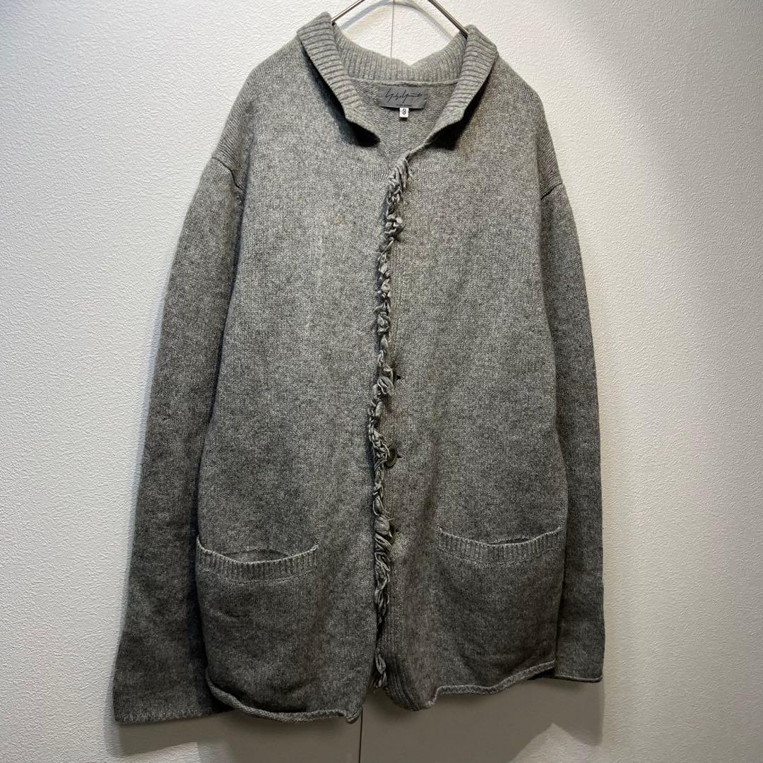 希少 ヨウジヤマモト プールオム 上質 ウール フリンジ ニット カーディガン