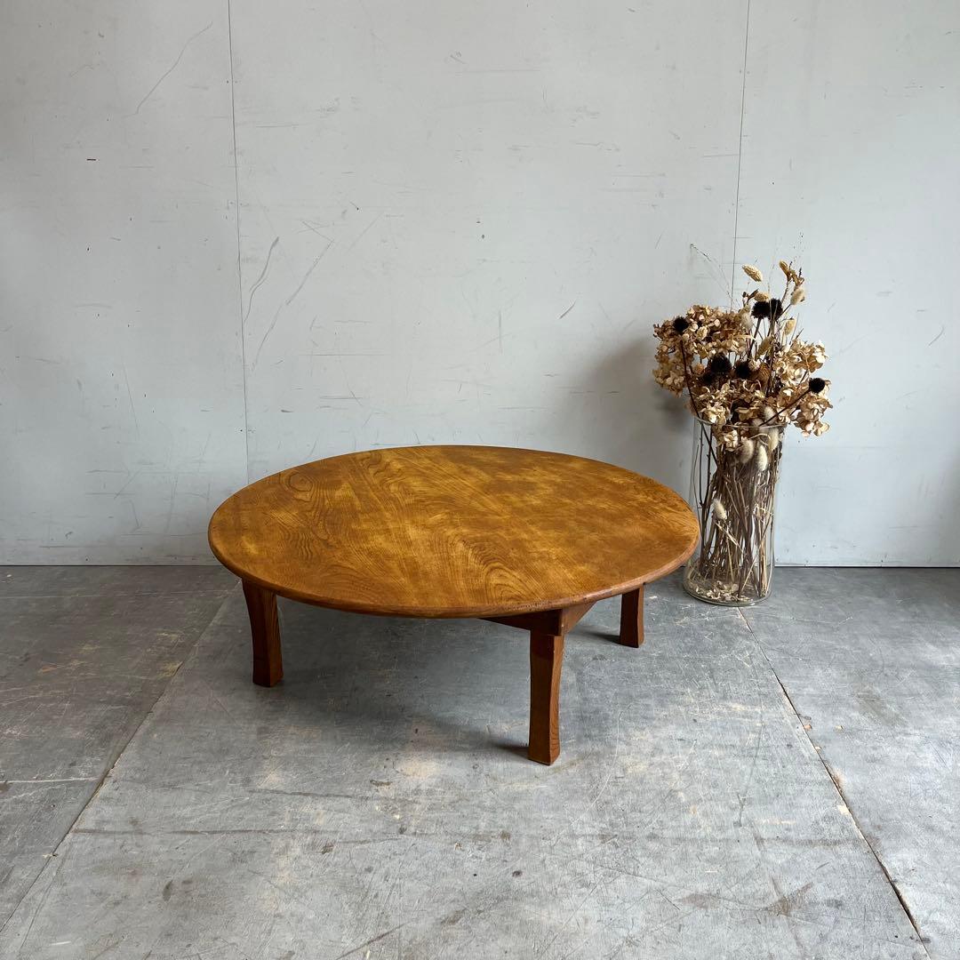 アンティーク 折り畳み ローテーブル ちゃぶ台 無垢材 昭和レトロ z597