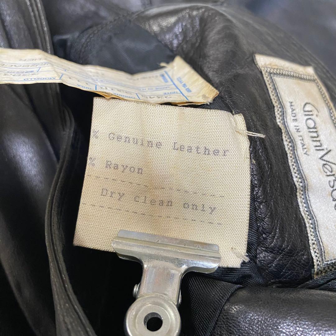 高級◆Gianni Versace レザースカート 巻きスカート風イタリヤ製 黒