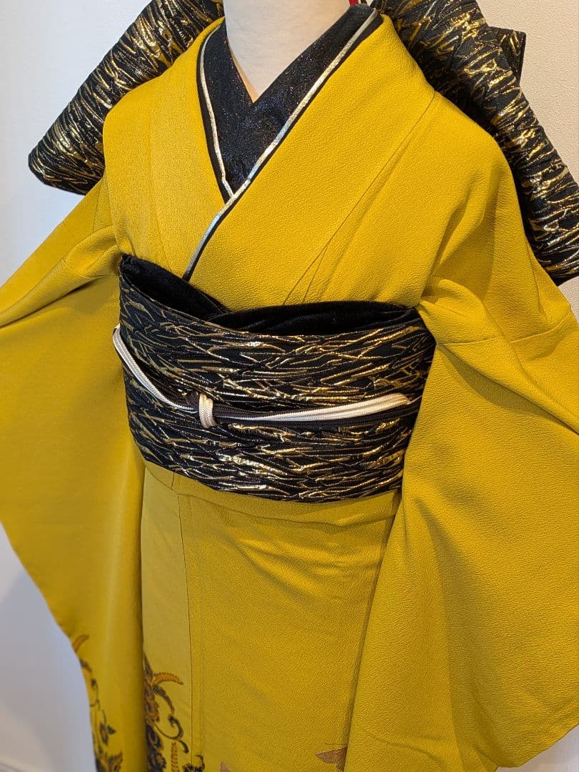 mn様 振袖フルセット 身丈165裄67 銀彩 からし色 黒 やまと誂え 成人式