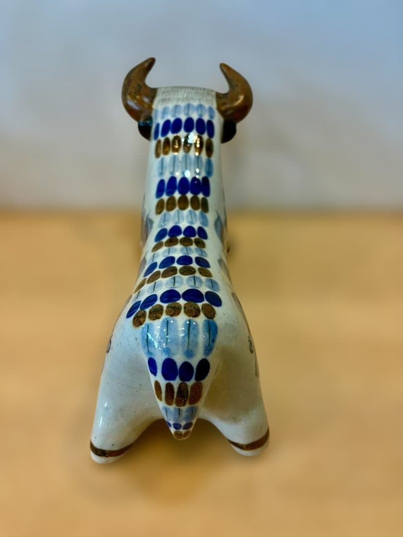 【希少】エルパロマール トナラ焼 雄牛 置物 & 陶器ボトル メキシコ 2点