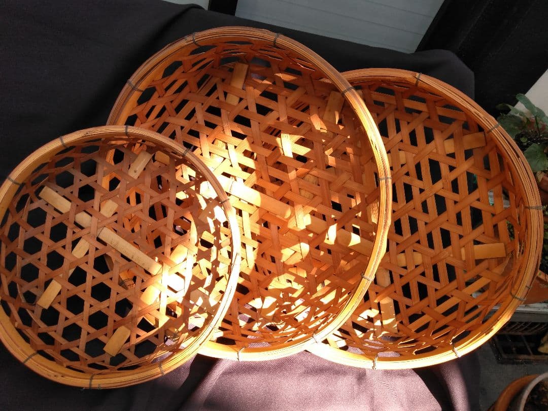 お値下げ　昭和レトロ　竹かご　大  小３ケ組