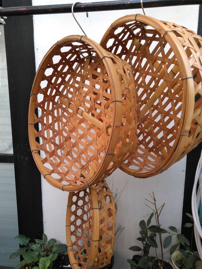 お値下げ　昭和レトロ　竹かご　大  小３ケ組