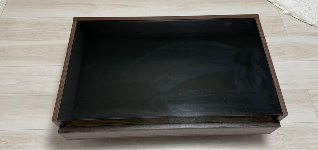 ダークブラウン 木製 センターテーブル 引き出し付き