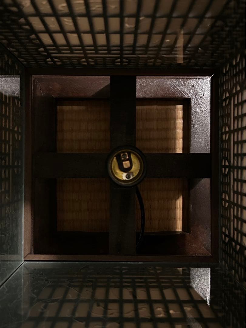 行灯照明和室 組子 すりガラス 古小物 アンテ ィーク昭和レトロ欄間